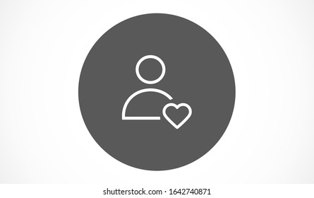User vector icon heart line information. Profile user icon illustration. heart line Person icon symbol web illustration. heart line People icon on background.