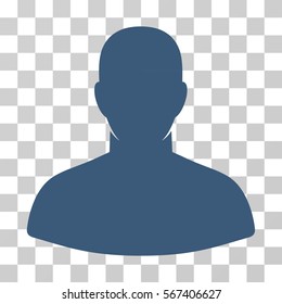 User vector icon. Illustration style is flat iconic blue symbol on a transparent background.