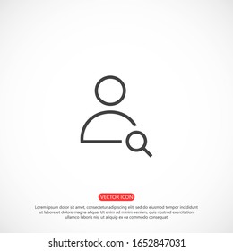 User vector icon magnifier line information. Profile user icon illustration. magnifier line Person icon symbol web illustration. 