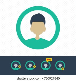 User vector icon of man. Vector Icon