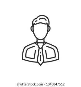 Icono vector de usuario del hombre en traje de negocios. Icono negro vector.
