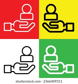 Icono de vector de usuario, icono de estilo de esquema, de la colección de iconos de publicidad, aislado en Fondo rojo, amarillo, verde y blanco.