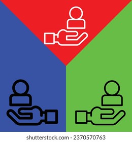 User Vector Icon, Outline style icon, from Advertisement icons collection, isolated on Red, Yellow, Green and White Background.