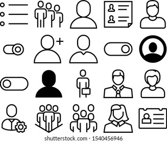 user vector icon set such as: configuration, authentication, hamburger, name, plastic, contact, config, men, support, cog, machine, mobile, drop, hair, linear, add, menu, outline, service, app