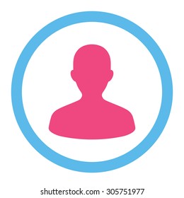 User vector icon. This rounded flat symbol is drawn with pink and blue colors on a white background.