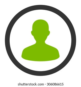 User vector icon. This rounded flat symbol is drawn with eco green and gray colors on a white background.