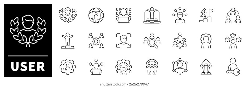 User vector icons. User thin line icon collection. Profile, people, person, avatar, account, sign up, user related icons
