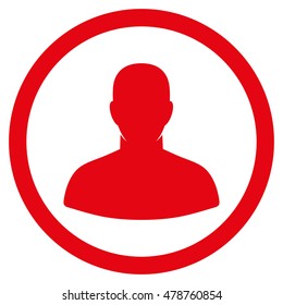 User vector rounded icon. Image style is a flat icon symbol inside a circle, red color, white background.