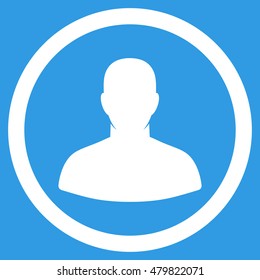 User vector rounded icon. Image style is a flat icon symbol inside a circle, white color, blue background.