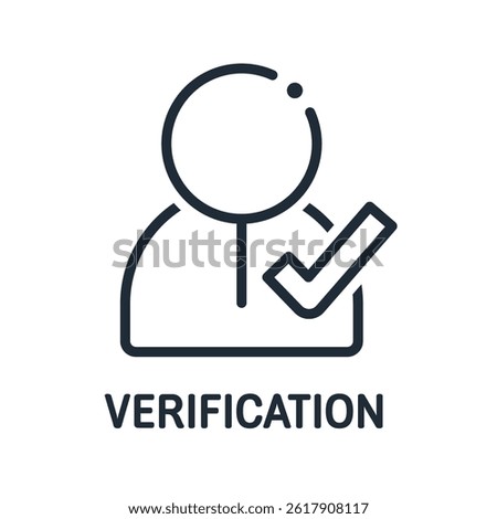 User verification. Account profile name.  Web security protection.Vector linear icon isolated on white background.
