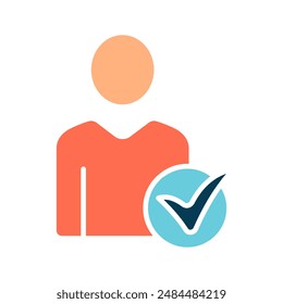 Icono de línea de verificación de usuario. Perfil, marca de verificación, Aprobación, autenticación, identidad, validación, Cuenta, pertenencia, acceso, seguro, aceptado comprobado, confirmación, usuario, prueba de identidad, elegibilidad