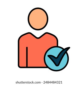 User verification line icon. Profile, checkmark, approval, authentication, identity, validation, account, membership, access, secure, accepted verified, confirmation, user, identity proof, eligibility