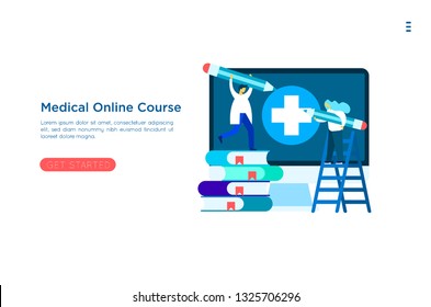 User video calling a doctor using and healthcare app on his computer web site and professional medical team connected: online medical consultation concept. medical online curse