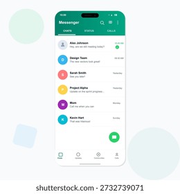 Un usuario ve la lista de chat en una aplicación de mensajería en su teléfono inteligente. Los nombres y mensajes de diferentes contactos se muestran en la pantalla.