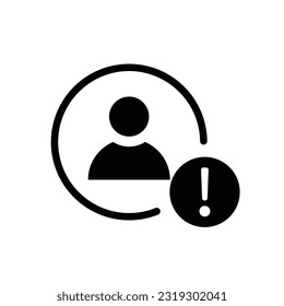User warning icon vector, filled flat sign, solid pictogram isolated on white