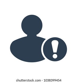 User and warning sign on white background. Vector Illustration
