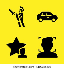 user, warrior, sedan and star vector icon set. Sample icons set for web and graphic design