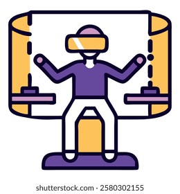A user wearing a full body VR motion tracking suit for immersive experiences