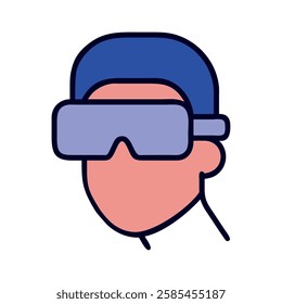 User wearing a virtual reality headset tech gadget