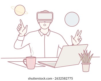 A user wearing a VR headset is engaging with virtual planets, illustrating the exciting future of technology