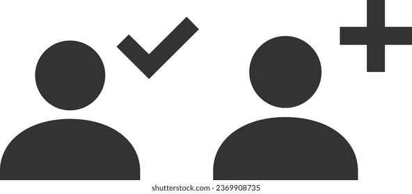 User web icon with check and add mark | User profile sign vector | account verified icon