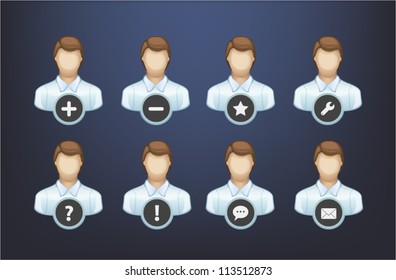Conjunto de iconos web de usuario con diferentes símbolos