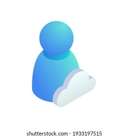 User web profile cloud Isometric icon. 3D user networking, internet account symbol. Vector online cloud service business technology sign.