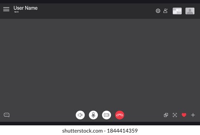 User web video call window, video chat interface, live stream. Concept of social remote media, remote communication, video content.