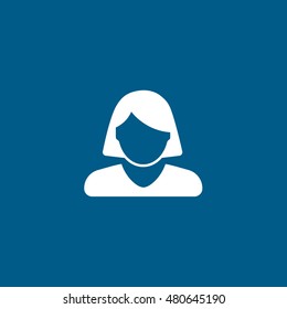 User Woman Flat Icon On Blue Background