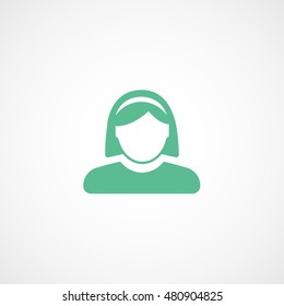User Woman Green Flat Icon On White Background