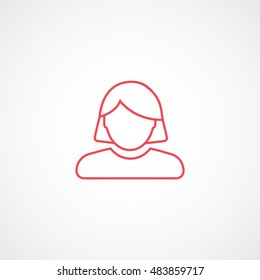 User Woman Red Line Icon On White Background