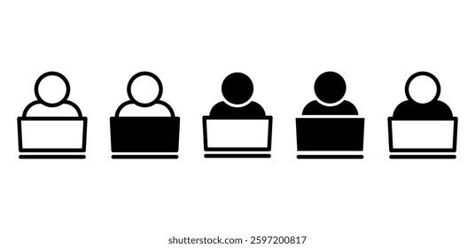 User Working Icons Vector Design Black White Color Illustration Set on White Background
