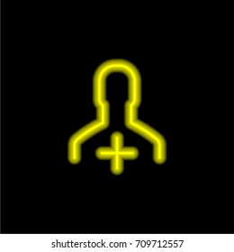 User yellow glowing neon ui ux icon. Glowing sign logo vector