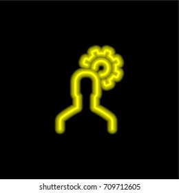User yellow glowing neon ui ux icon. Glowing sign logo vector