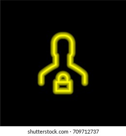 User yellow glowing neon ui ux icon. Glowing sign logo vector