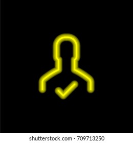 User yellow glowing neon ui ux icon. Glowing sign logo vector