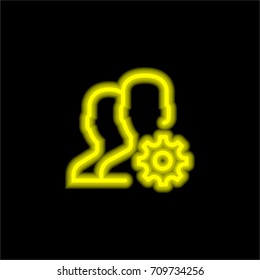 User yellow glowing neon ui ux icon. Glowing sign logo vector