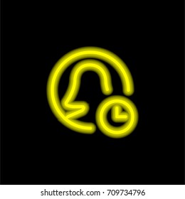 User yellow glowing neon ui ux icon. Glowing sign logo vector