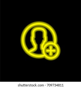 User yellow glowing neon ui ux icon. Glowing sign logo vector