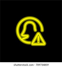 User yellow glowing neon ui ux icon. Glowing sign logo vector