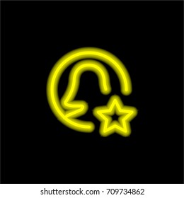 User yellow glowing neon ui ux icon. Glowing sign logo vector