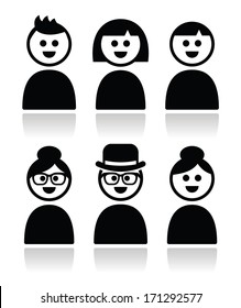 User, young and old people icons set