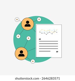 User-generated content statistics help marketers understand UGC trends and content engagement rates. User-generated content statistics, support data-driven social proof marketing. Vector illustration