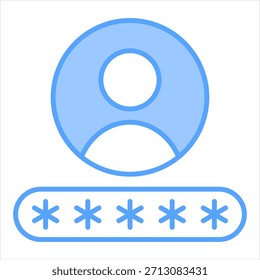 Ilustración vectorial de icono azul de Nombre de usuario