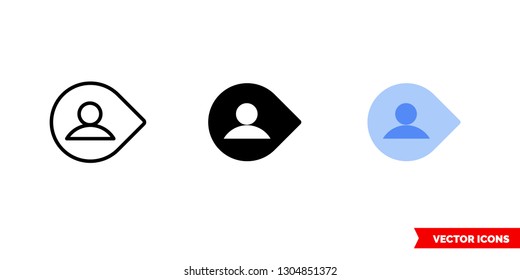 Username filled icon of 3 types: color, black and white, outline. Isolated vector sign symbol.