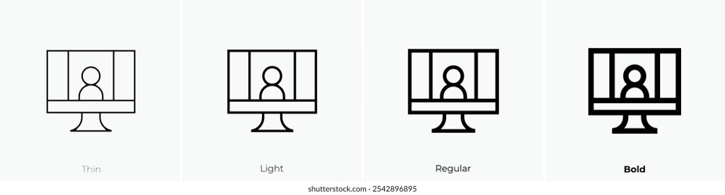 username icon. Thin, Light Regular And Bold style design isolated on white background