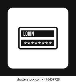 Username and password icon in simple style isolated on white background. Authorization symbol
