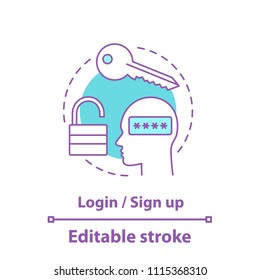 User's account concept icon. Login idea thin line illustration. Authorization. Vector isolated outline drawing. Editable stroke