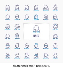 Users, avatar and profile picture - thin line website, application & presentation icon. simple and minimal vector icon and illustration collection.