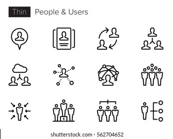 Users, Avatars, People Thin line Vector Icons set